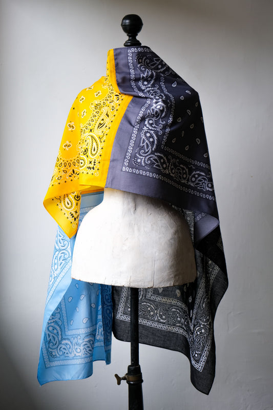 Ban Restructure Bandana Patchwork Scarf伴重製系列 復古變形蟲方巾拼接圍巾 F