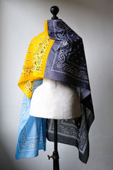 バンリストラクチャーバンダナパッチワークスカーフリメイクシリーズレトロアメーバスクエアスカーフパッチワークスカーフF