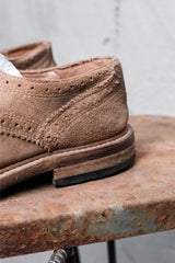 AllSaints Suede Wingtip Brogue Shoes 舊化卡其翻毛皮翼紋雕花低筒皮鞋