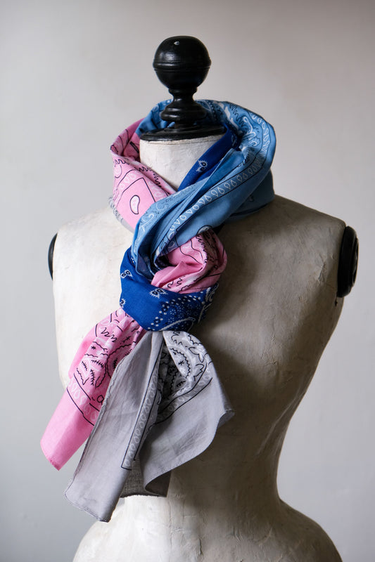 Ban Restructure Bandana Patchwork Scarf 伴重製系列 復古變形蟲方巾拼接圍巾 L