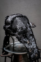 Artisan Hand-Painted Cybersigilism & Yantra Distressed Cap/Aviator Hat 職人手繪賽博 梵天符號 舊化帽 飛行帽