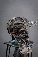Artisan Hand-Painted Cybersigilism &Yantra Distressed Cap/Aviator Hat 職人手繪賽博 梵天符號 舊化帽 飛行帽
