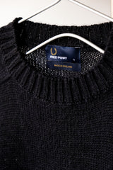 Fred Perry Wool Logo Raglan Sweater Navy Blue Wool Sweater Made in England