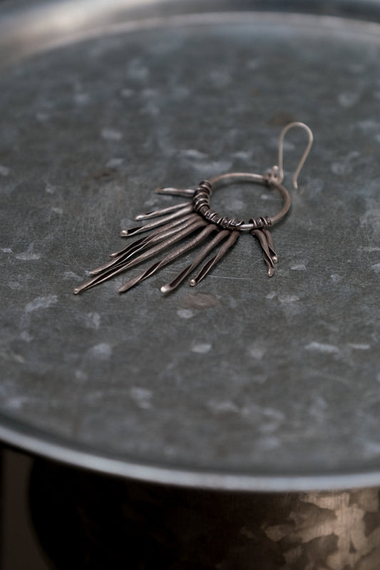 Solar Rays Fine Silver 999 Fringe Earrings 烈日射線純銀流蘇耳環 (單耳)