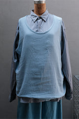 Porter Classic GAUZE TANK TOP 藍色棉質寬鬆無袖背心