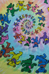 Greatful Dead 1989 ヴィンテージ ダンシング ベア タイダイ T シャツ アメリカのロック バンド デス フラワー カラー ダンシング ベア グループ T