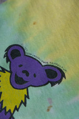 Greatful Dead 1989 ヴィンテージ ダンシング ベア タイダイ T シャツ アメリカのロック バンド デス フラワー カラー ダンシング ベア グループ T