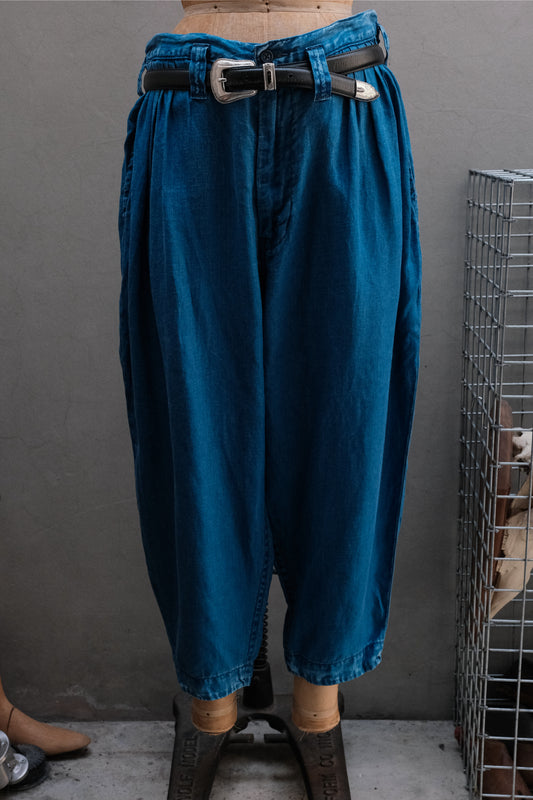 PORTER CLASSIC - Indigo Linen Wide Bebop Pants 藍染亞麻寬版氣球褲