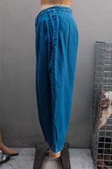PORTER CLASSIC - Indigo Linen Wide Bebop Pants 藍染亞麻寬版氣球褲