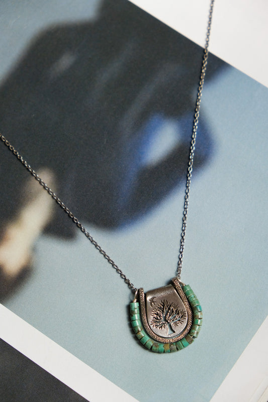 Silver & Turquoise Necklace Sterling Silver Turquoise Silver Chain Pendant Necklace