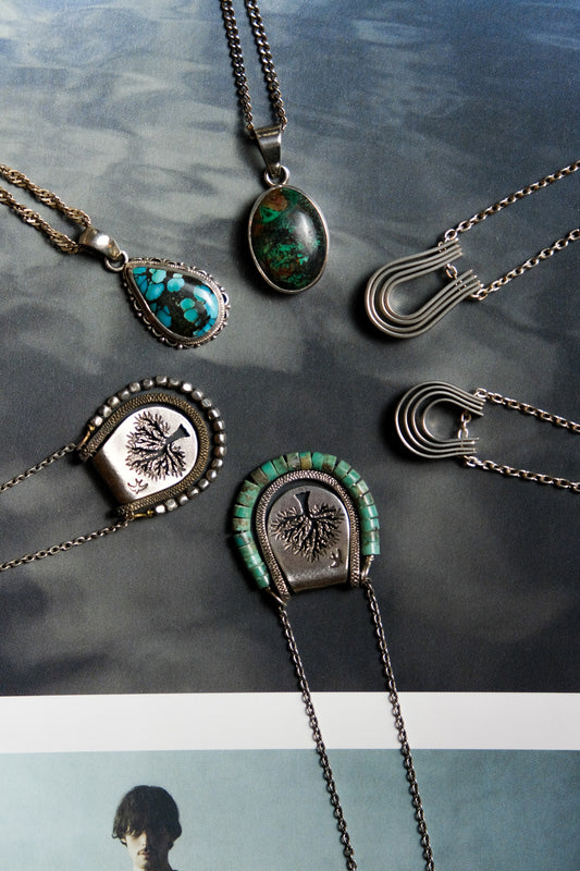 Silver & Turquoise Necklace Sterling Silver Turquoise Silver Chain Pendant Necklace