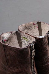 Paul Smith Hand Crafted Floral-Lined Leather Back-Zip Boots (Moca Brown) 手工製作經典花卉內襯皮革後拉鍊紳士短靴 (皮底/深摩卡棕)