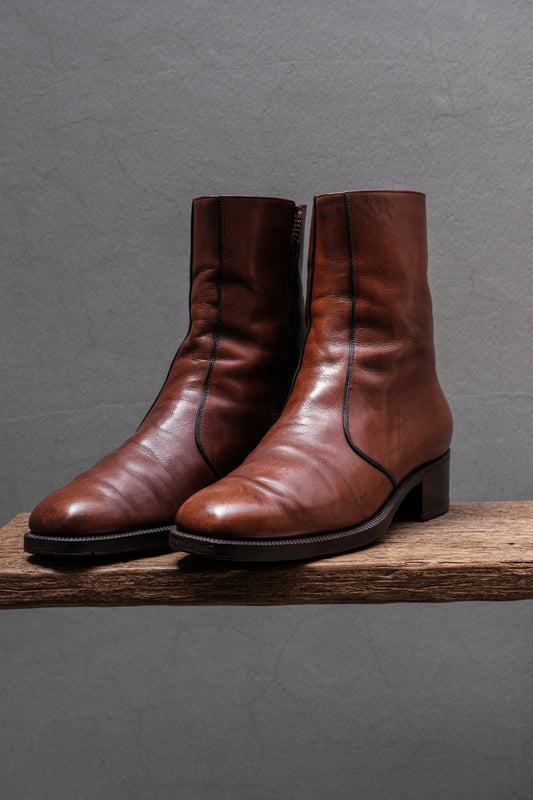 Handcrafted Side-Zip Leather Boots (Tan) 手工製 柔和方頭側拉鍊皮革靴 (焦糖棕)
