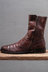 Farrutx Leather Cap Toe Side-Zip Boots (Dark Brown) 西班牙手工品牌 橫飾皮革側拉鍊中筒靴