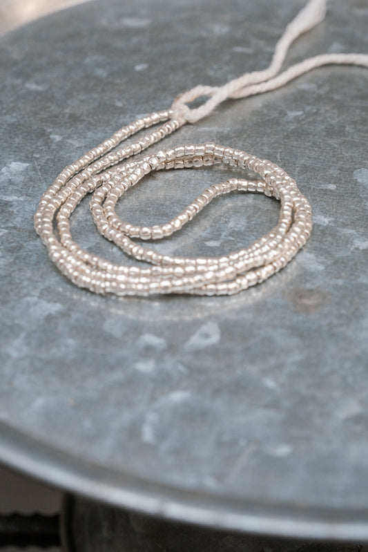 Hammered Nugget Fine Silver 999 Handmade Beaded Necklace 槌紋碎銀純銀手工串珠鍊
