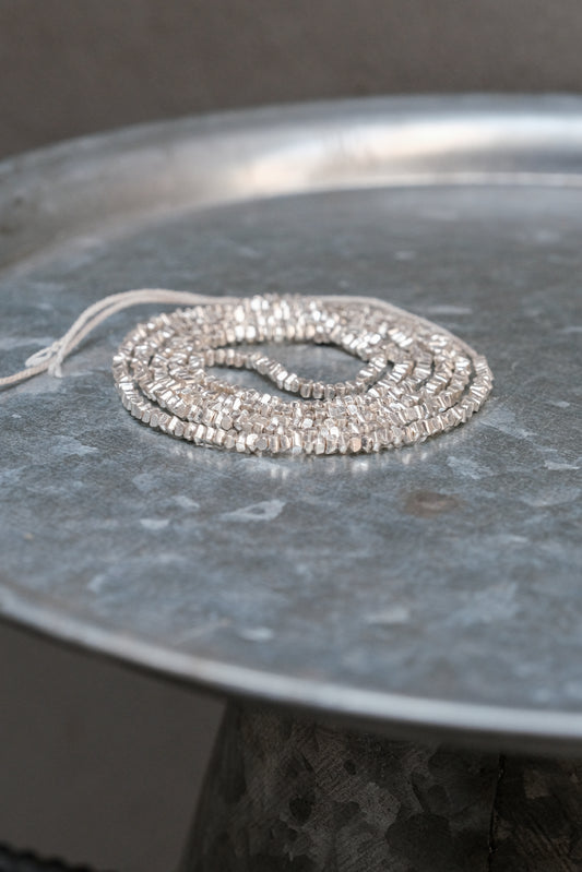 Raw Silver Nuggets Fine Silver 999 Handmade Beaded Necklace 原礦碎銀純銀手工串珠鍊