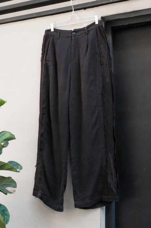 Professor.E 25SS-PE-TRL-01 E Pants 黑色亞麻西裝褲