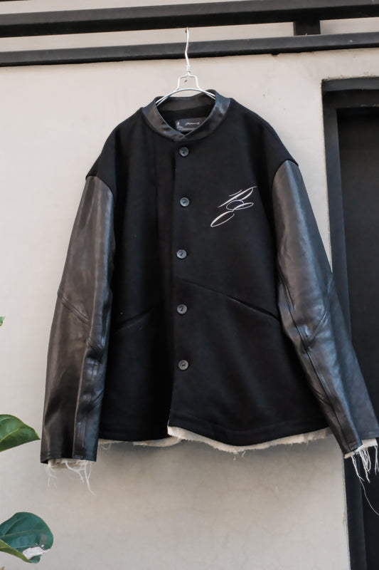 Professor.E Horse Leather Sleeve Jacket 馬皮袖拼接夾克