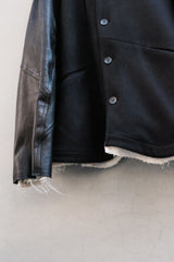 Professor.E Horse Leather Sleeve Jacket 馬皮袖拼接夾克