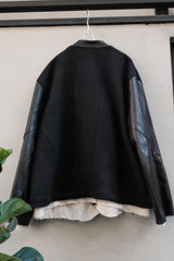 Professor.E Horse Leather Sleeve Jacket 馬皮袖拼接夾克