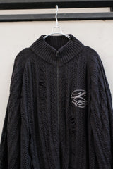 Professor.E 24SS Distressed Cable Zip Knit 破壞麻花拉鍊針織外套