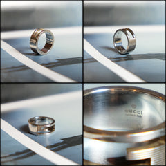 GUCCI Sterling 925 Silver Ring Gucci Sterling Silver Hollow Silver Ring