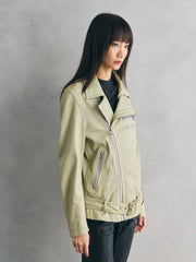 RICO Genuine Lambskin Leather Rider Jacket – Ivory 米白色真羊皮騎士外套