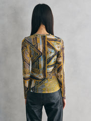 Stradivarius Longsleeve Mesh Top 西班牙品牌 巴洛克風格薄紗上衣