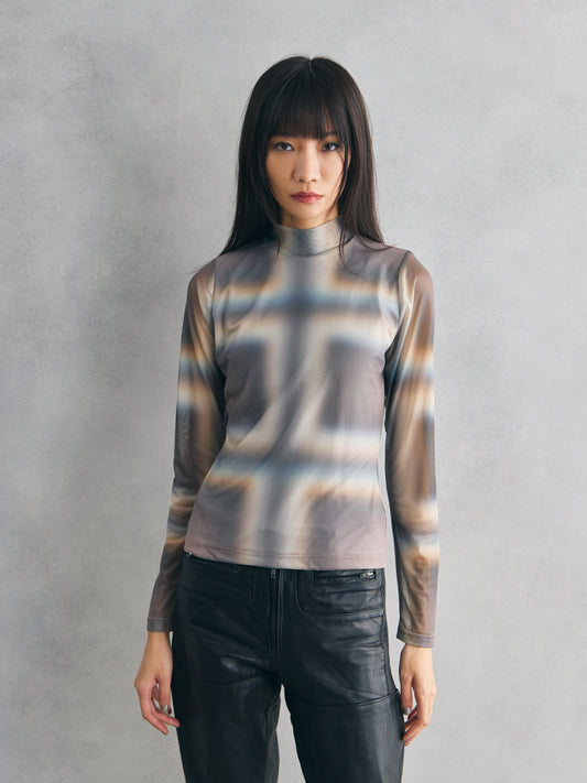 Another Girl Mesh Print Longseelve Top 英國品牌 網紗印花長袖上衣