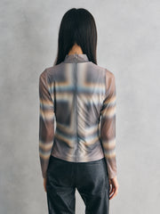 Another Girl Mesh Print Longseelve Top 英國品牌 網紗印花長袖上衣