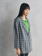 Multicolor Textured Check Cropped Blazer 多色立體織紋格紋短版西裝外套 義大利製