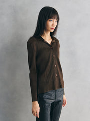 K.CHING Pleated Brown Long Sleeve Shirt 歐洲古著縐褶棕色長袖襯衫