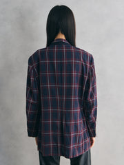 British tailoring Check Double-Breasted Blazer 英式學院風格格紋雙排扣西裝外套