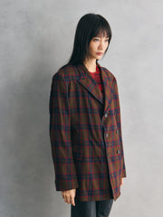 University Seal Plaid Wool Double-Breasted Blazer美式格紋羊毛雙排扣西裝外套