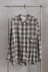 ANCELLM OMBRECHECK SHIRT Brown 日本設計師品牌 格紋嫘縈抽鬚襯衫