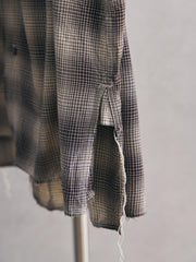 ANCELLM OMBRECHECK SHIRT Brown 日本設計師品牌 格紋嫘縈抽鬚襯衫