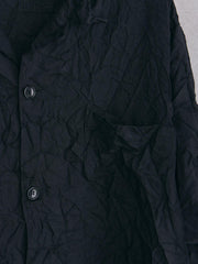 I’m here : - UNFORM OPEN COLLAR SHIRTS - BLACK 日本設計師品牌 縐褶開襟衫