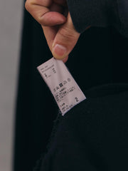 ANCELLM W/S COLLARLESS JACKET -BLACK 日本設計師品牌 羊毛混絲無領開襟抽鬚外套