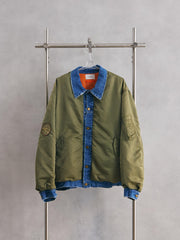 usedig RE'MAKE MA-1 䑓堂保志 日本無性別時尚品牌 改製 雙面穿牛仔拼接飛行夾克