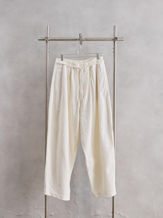 my beautiful landlet OPEND ANTIQUE DENIM EASY WIDE PANTS - White 日本設計師品牌 有機棉白色牛仔寬鬆休閒長褲