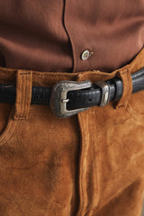 Western Buckle Croc Pattern Leather Belt 西部風格鱷魚紋皮帶 全新品