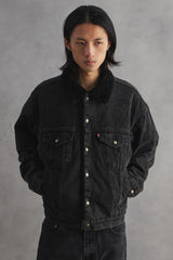2000s Levi’s Sherpa-Lined Black Denim Trucker Jacket 黑色羊羔絨內裡丹寧牛仔外套 Made In USA