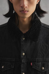 2000s Levi’s Sherpa-Lined Black Denim Trucker Jacket 黑色羊羔絨內裡丹寧牛仔外套 Made In USA