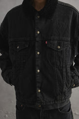 2000s Levi’s Sherpa-Lined Black Denim Trucker Jacket 黑色羊羔絨內裡丹寧牛仔外套 Made In USA