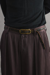 Vintage Leather Belt Solid Brass Buckle