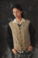 French Vintage Striped Gilet Jacket 法國古著 棉質條紋馬甲工作外套