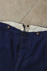 1910's French antique Indigo linen fireman trousers 法國古著 消防員 麻料藍染褲