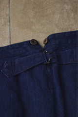 1910's French antique Indigo linen fireman trousers 法國古著 消防員 麻料藍染褲