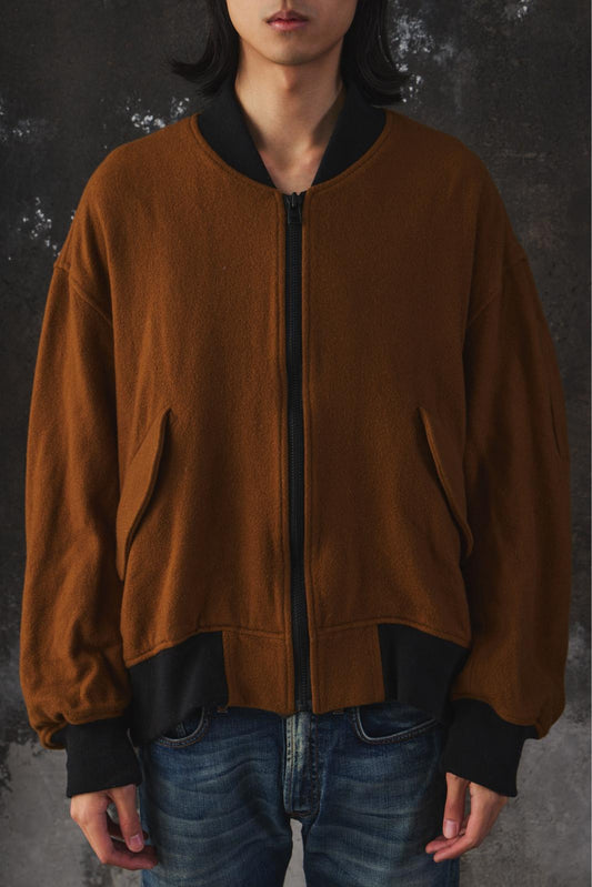 VOAAOV OVERSIZE WOOL BOMBER JACKET 日本設計品牌 棕色羊毛飛行員外套