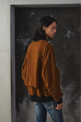 VOAAOV OVERSIZE WOOL BOMBER JACKET 日本設計品牌 棕色羊毛飛行員外套